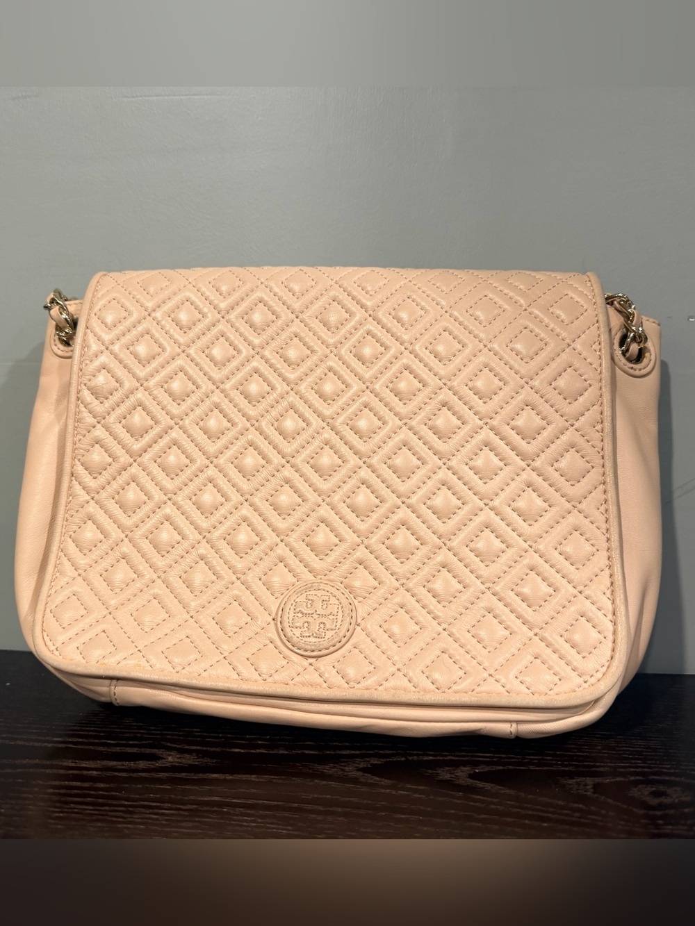 Tory Burch Quilted Leather Crossbody in Pale Blush